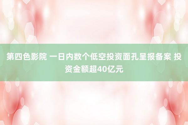 第四色影院 一日内数个低空投资面孔呈报备案 投资金额超40亿元