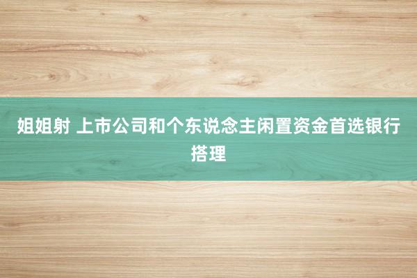 姐姐射 上市公司和个东说念主闲置资金首选银行搭理