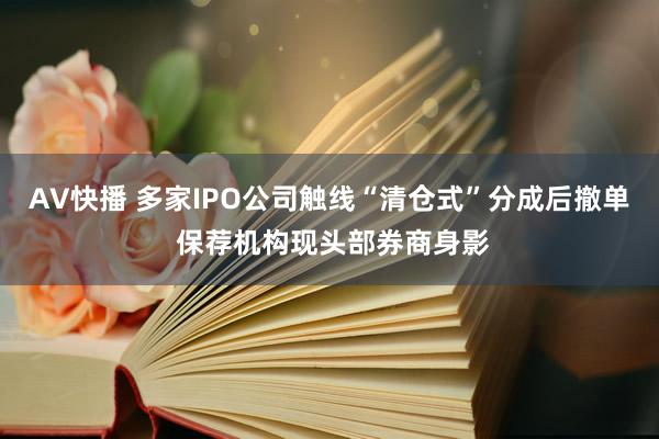 AV快播 多家IPO公司触线“清仓式”分成后撤单 保荐机构现头部券商身影