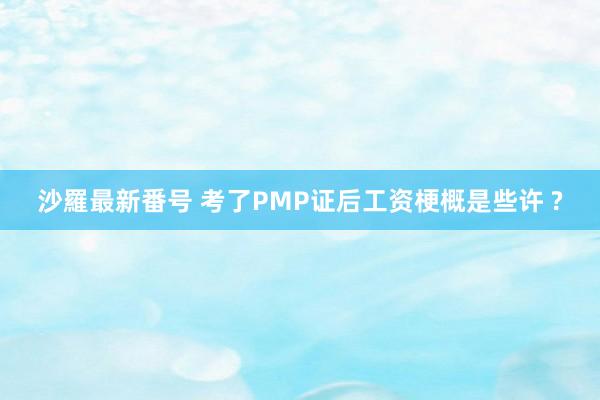 沙羅最新番号 考了PMP证后工资梗概是些许 ?