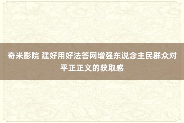 奇米影院 建好用好法答网增强东说念主民群众对平正正义的获取感