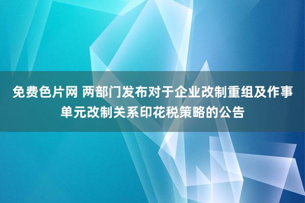 免费色片网 两部门发布对于企业改制重组及作事单元改制关系印花税策略的公告