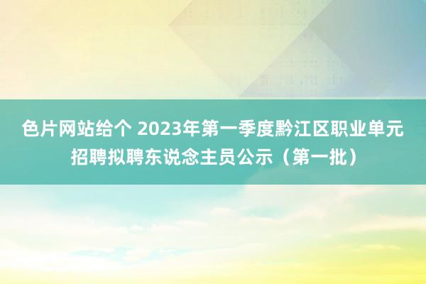 色片网站给个 2023年第一季度黔江区职业单元招聘拟聘东说念主员公示（第一批）