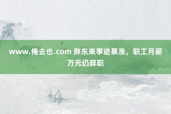 www.俺去也.com 胖东来事迹暴涨，职工月薪万元仍辞职