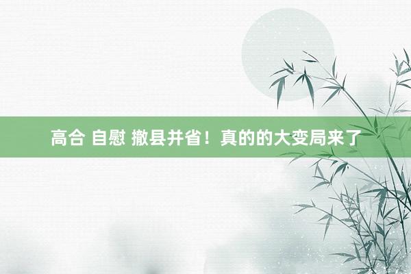 高合 自慰 撤县并省！真的的大变局来了